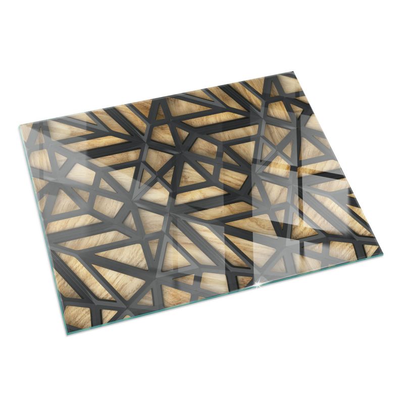Podkładka szklana Tulup 120x80 cm Geometria z drewnem 1 szt.