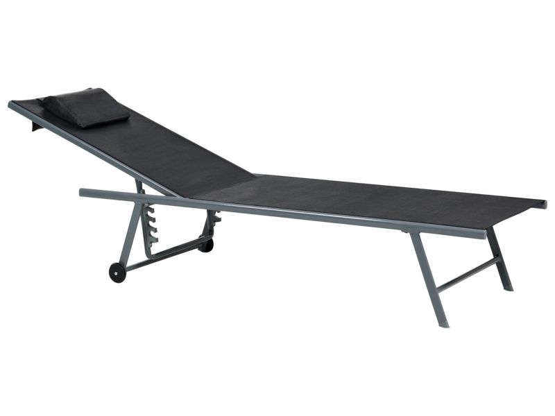 Zestaw 2 leżaków ogrodowych Soroni Metal Czarny 1 par.