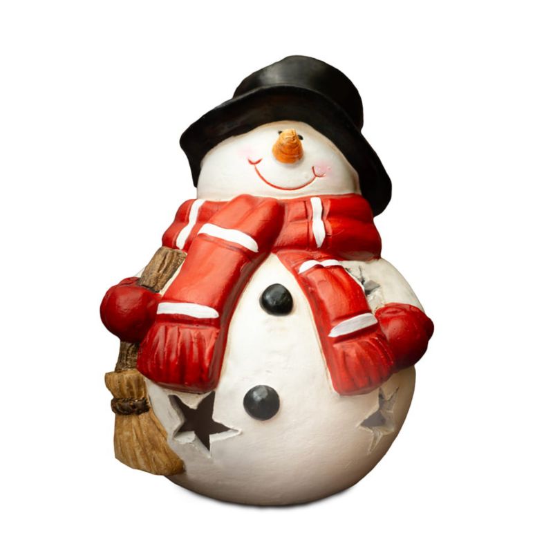 Figurka dekoracyjna bałwanek z miotłą, Solis Decor by Aleksandra Sobota, 18,7 cm, 1 szt.