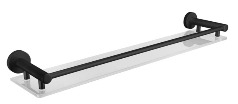 Półka ścienna szklana 56cm Kleine Wolke apollo nero czarna/mleczne szkło montaż bez wiercenia 1 szt.