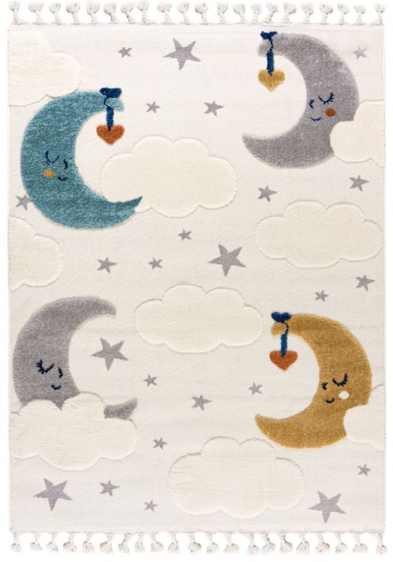 Dywan Dziecięcy Buffo Sonno Prostokąt Mazovia 160x230 cm Beżowy Kremowy Motyw Gwiazdki, Księżyc 1 szt.