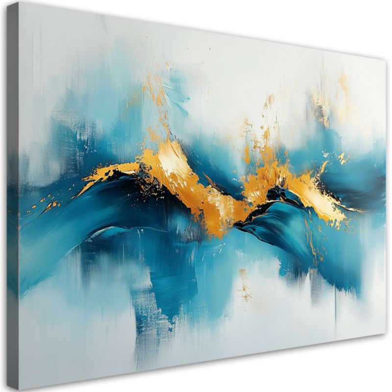 Obraz na płótnie Feeby Abstrakcja Turkusowa ze Złotem 60x40cm 1szt