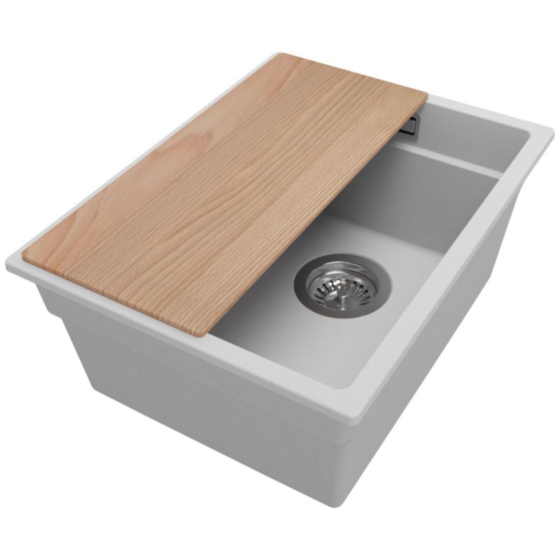 Zlewozmywak Praga Slim PRIMAGRAN Nablatowy 36x47cm do szafki od 40cm z Syfonem i Dodatkiem Szary 1 szt.