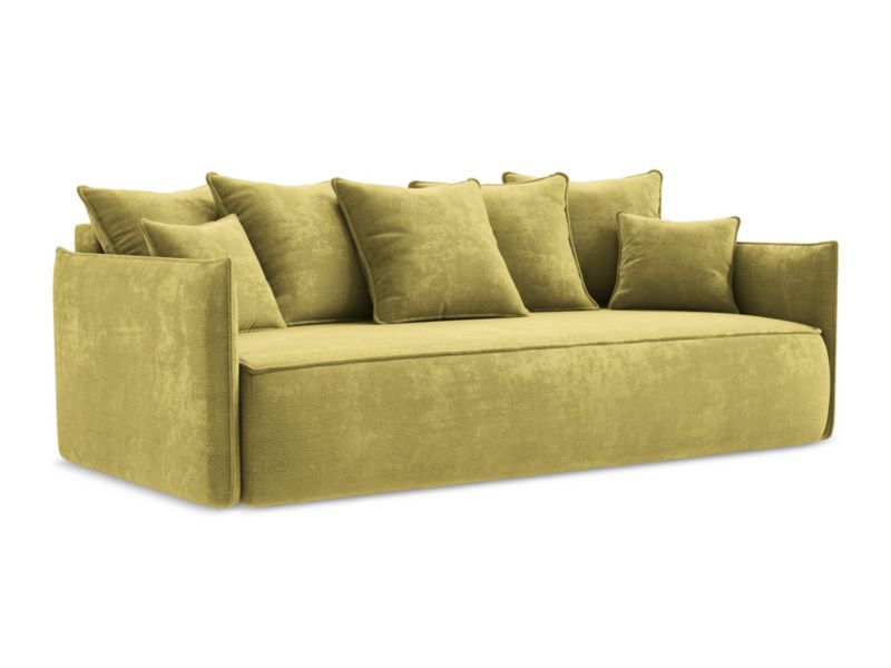 Kanapa 3-osobowa z funkcją spania LaMiaSofa GARDA z tkaniny szenilowej 225x105 cm limonkowy 1 szt.