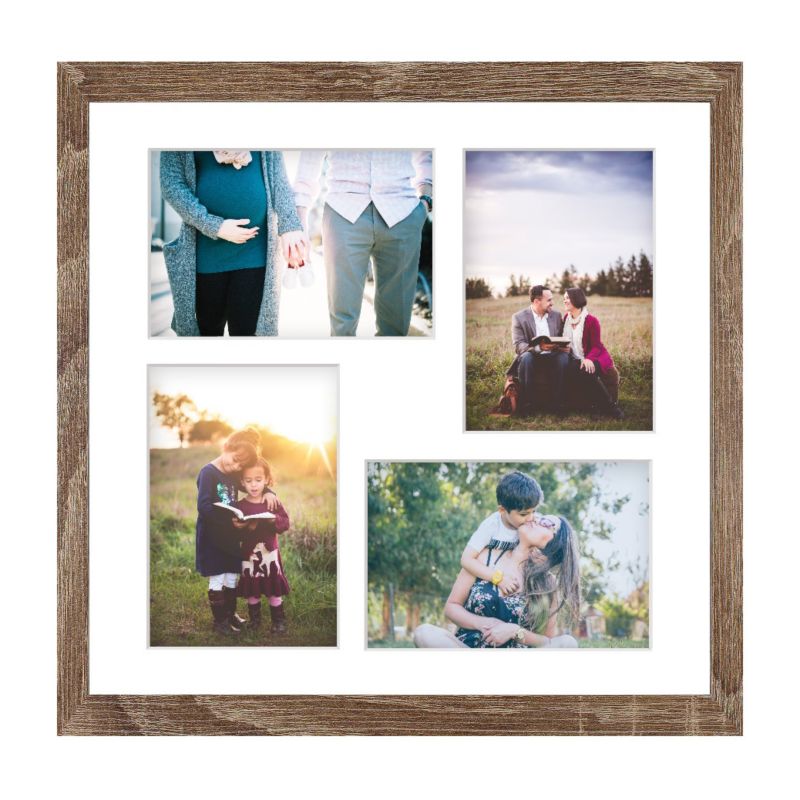 Ramka kwadratowa na 4 zdjęcia Hekla 34x34x4 MDF galeria sonoma truflowa 1szt.