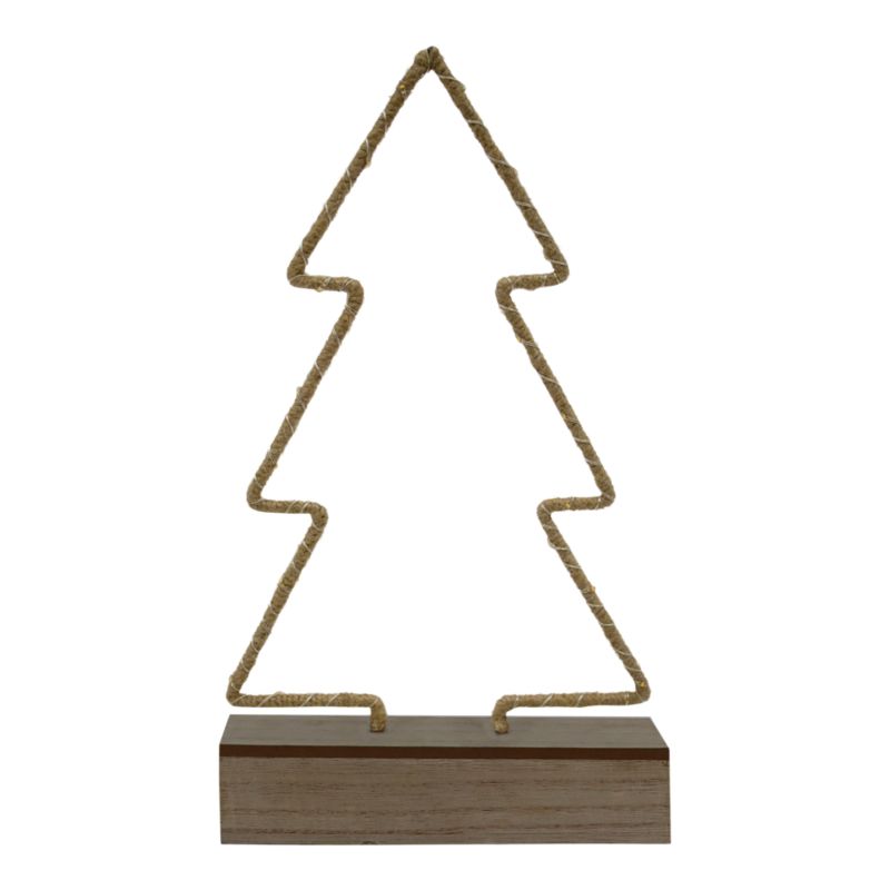 Choinka led jutowa na drewnianej podstawie