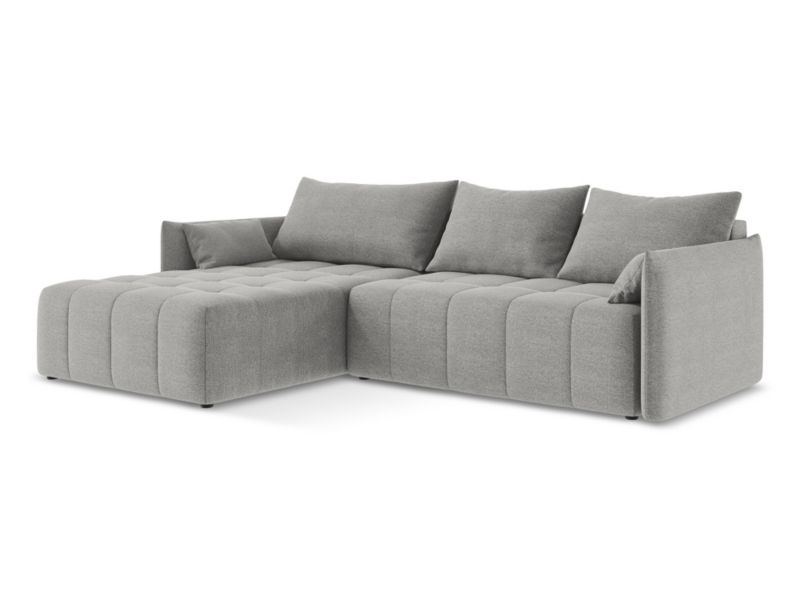 Narożnik lewostronny z funkcją spania LaMiaSofa BOLSENA z tkaniny bouclé 260x180 cm jasny szary 1 szt.