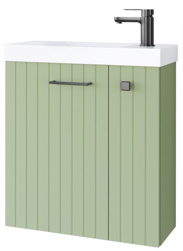 Szafka łazienkowa Furnidea 55 cm z umywalką szałwia mat gun metal Nook 1 szt.