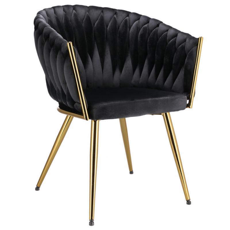 Krzesło welurowe JUMI tapicerowane eleganckie MOLTO czarne wygodne 1 szt.