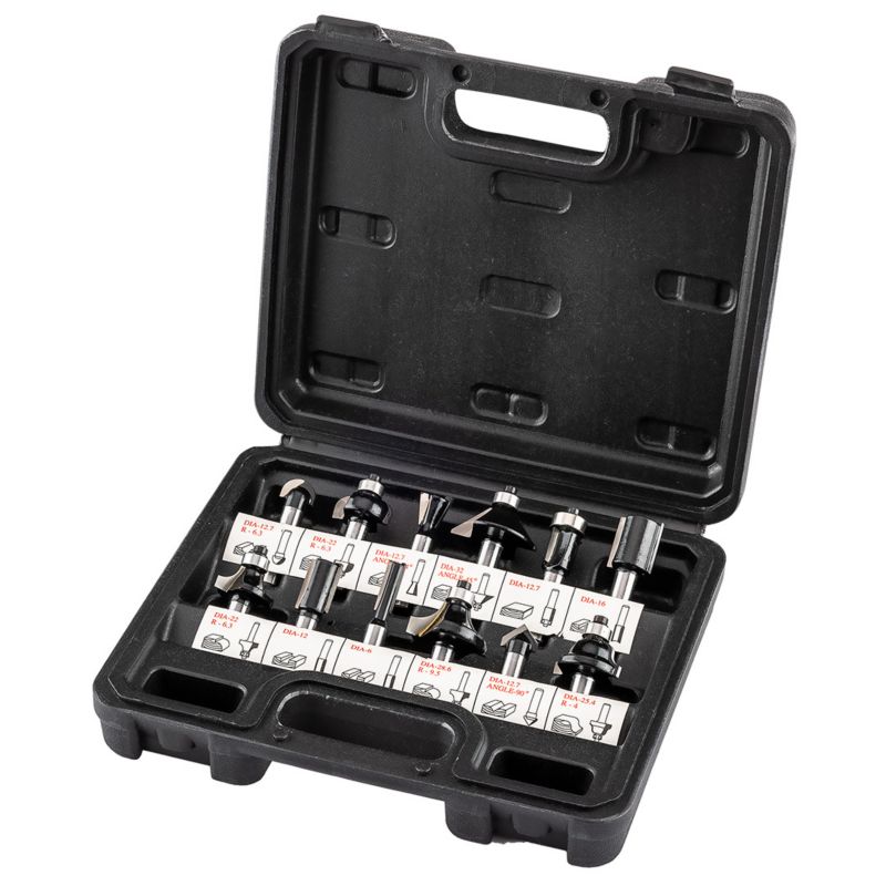 Frezy widiowe GRAPHITE do drewna, trzpień 8 mm, zestaw 12 szt. 1 kpl