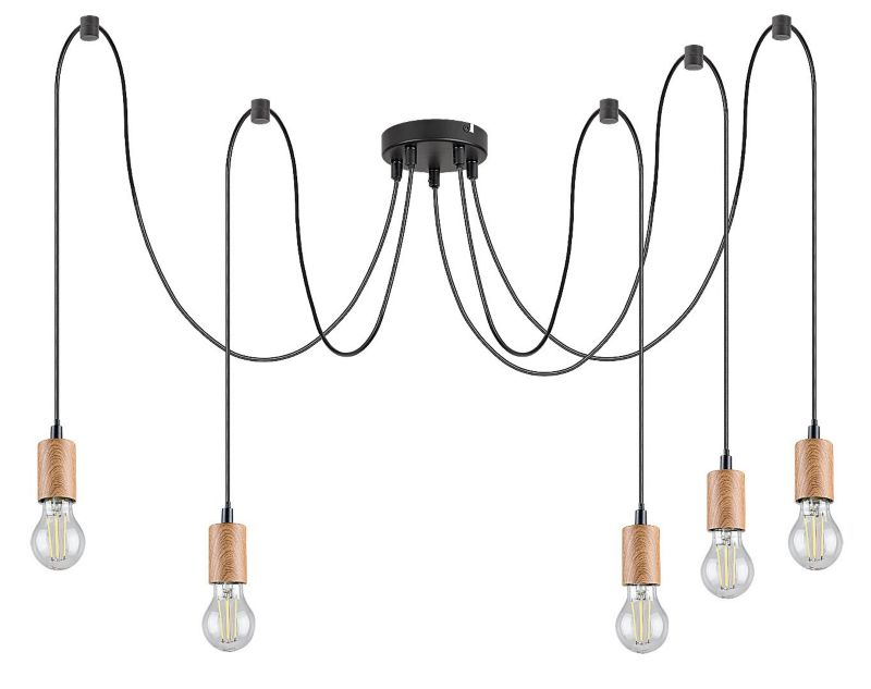 Lampa wisząca Rabalux Dollien czarno-brązowa punktowa pająk do salonu 5xE27 x 60W 1 szt.