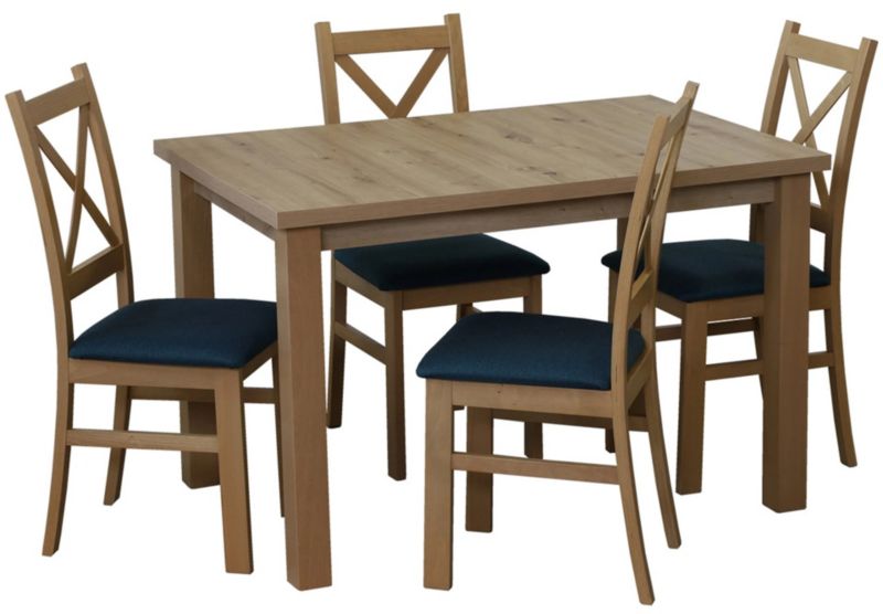 Zestaw stół 120x80 z 4 krzesłami Bonni M014-4 Dąb Artisan 1 kpl.