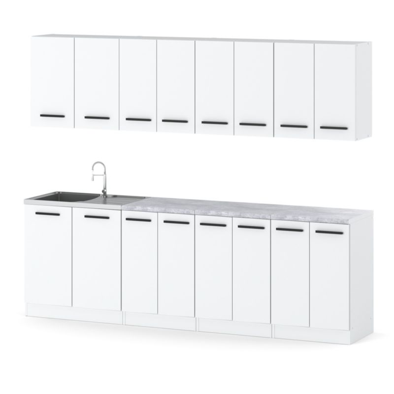 Zestaw Kuchenny Hurtownia-Mebli Z Blatem Kuchnia Vero 260cm Biały Mat Biały Mat 260x47x145 cm 1szt.