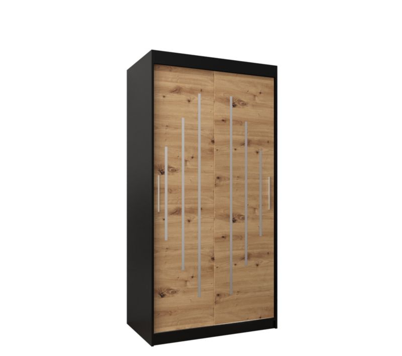 Szafa przesuwna Garderoba Abiks YORK 100 czarny/artisan 1 szt.