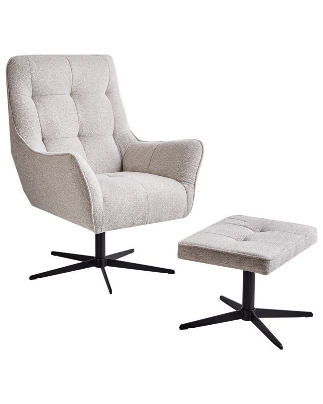 Fotel obrotowy Molle Z podnóżkiem Jasnobeżowy 1 kpl