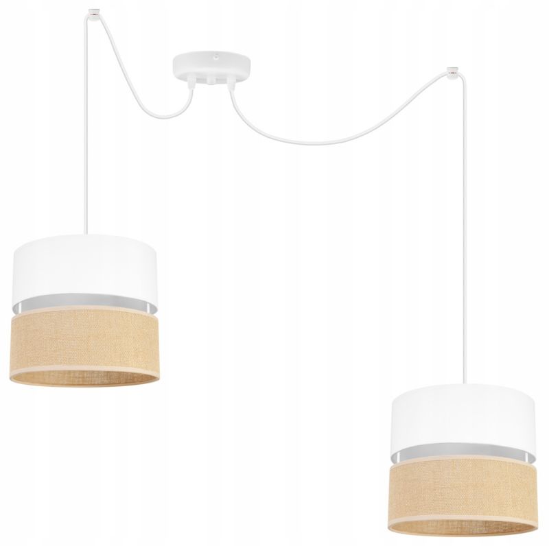 Lampa sufitowa wisząca Light Home LH Juta Pająk 2x E27 60W abażur 20cm tkanina biały 1szt.