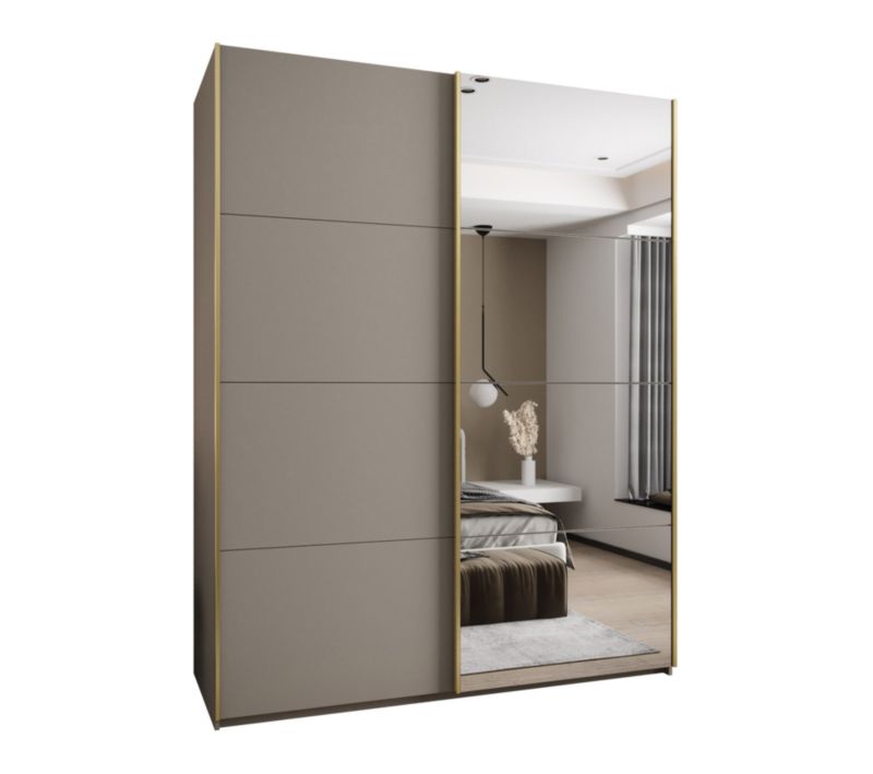 Szafa przesuwna Abiks LUX 3 wysoka szer.200cm kaszmir/kaszmir/złoty 1szt.