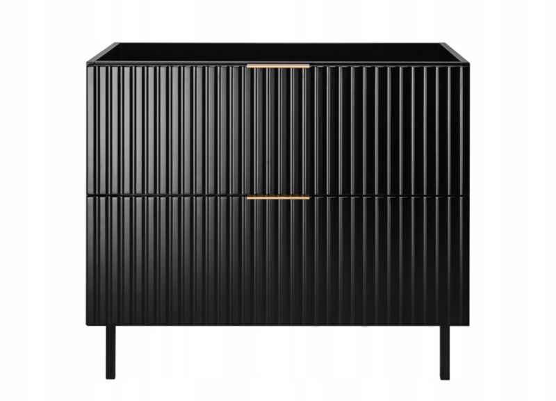 Szafka łazienkowa Furnidea 80 cm czarna ryflowana bez blatu FLOW 1 szt.