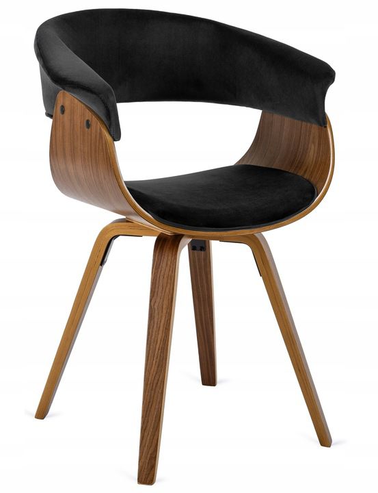 Krzesło Tapicerowane Ohio 2 Mebel Elite Drewno Gięte Welurowe Czarne 1 szt
