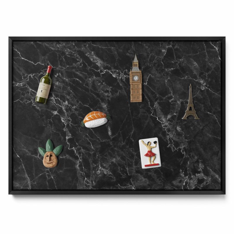 Tablica na notatki Tulup 70x50 cm Elegancki czarny marmur w czarnej ramie 1 szt.