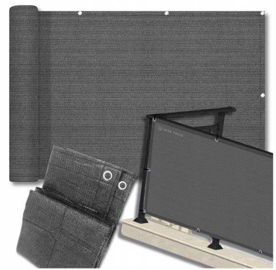 Mata Osłona Balkonowa Oczkowana Antracytowa Texas 100x500 cm 1 szt.