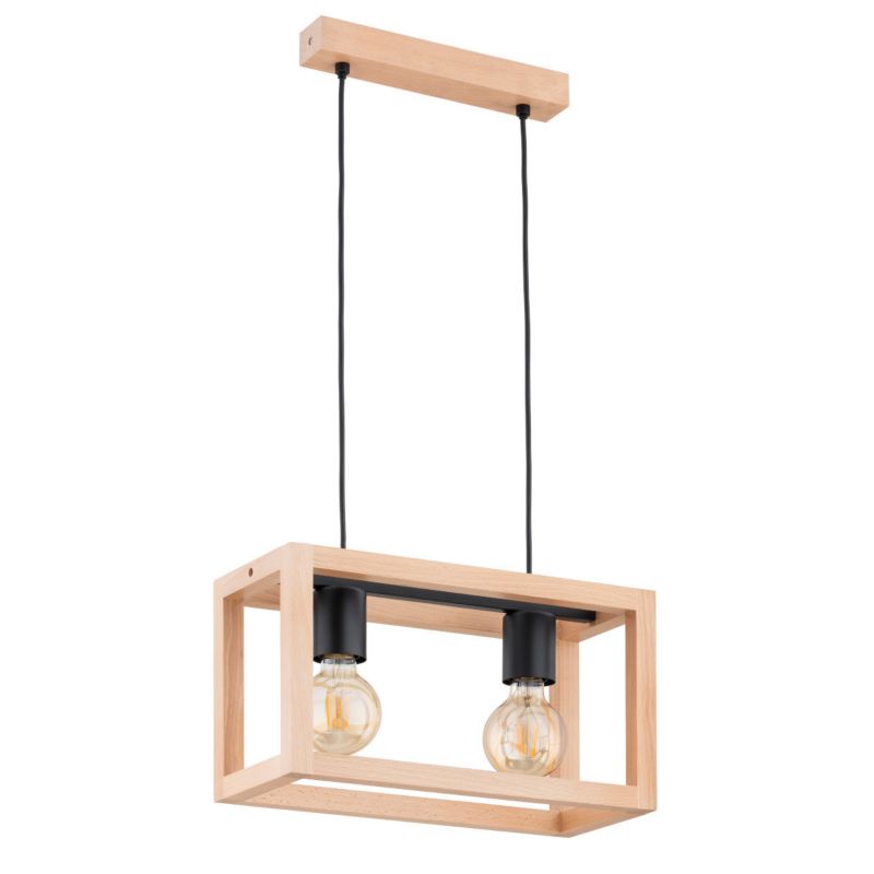 Lampa wisząca Alfa Pako 4559 jasne drewno-czarna nad stół 2xE27 x 15W 1 szt.