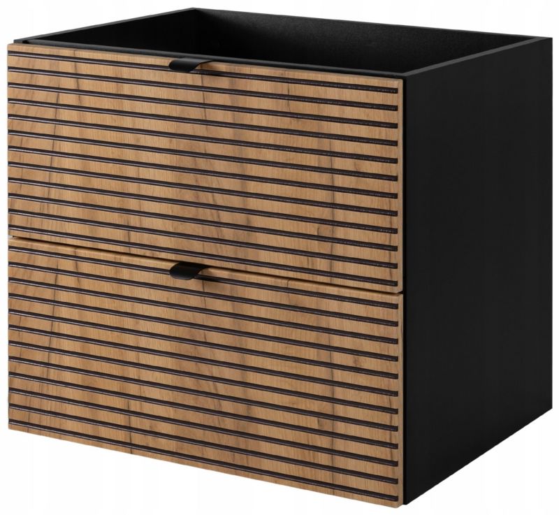 Szafka pod umywalkę Furnidea 60 cm czarna dwie szuflady frezowany front dąb craft LOFT 1 szt.