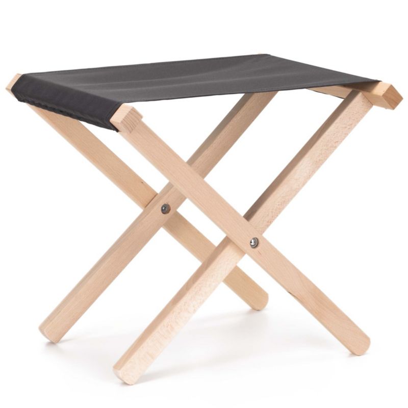 Krzesło turystyczne składane z drewnianą ramą Springos grafitowa tkanina, stołek na kemping, biwak 1 szt.