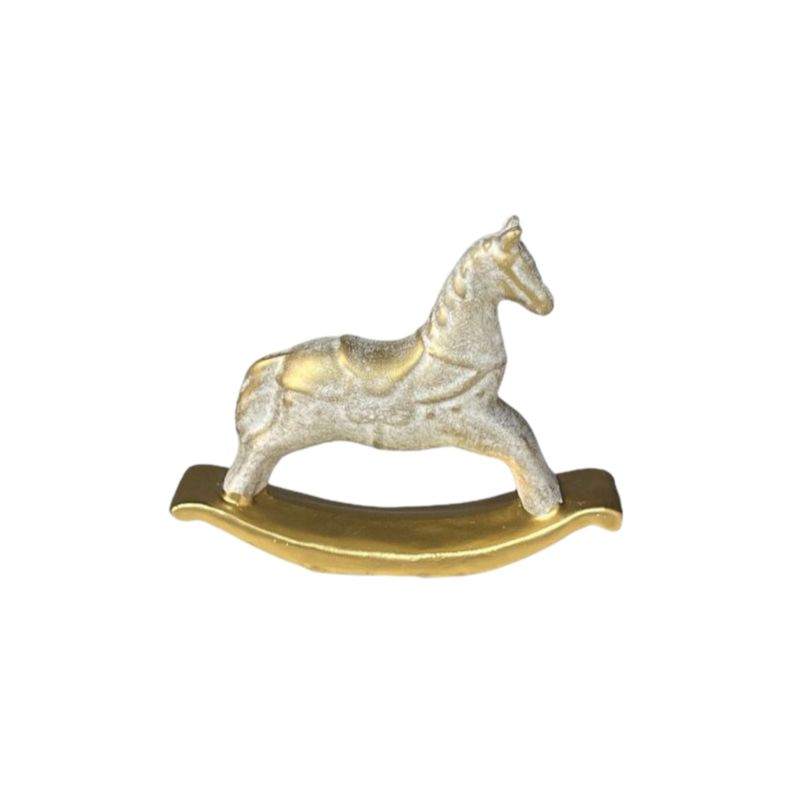 Figurka Konik 14 cm biało-złota