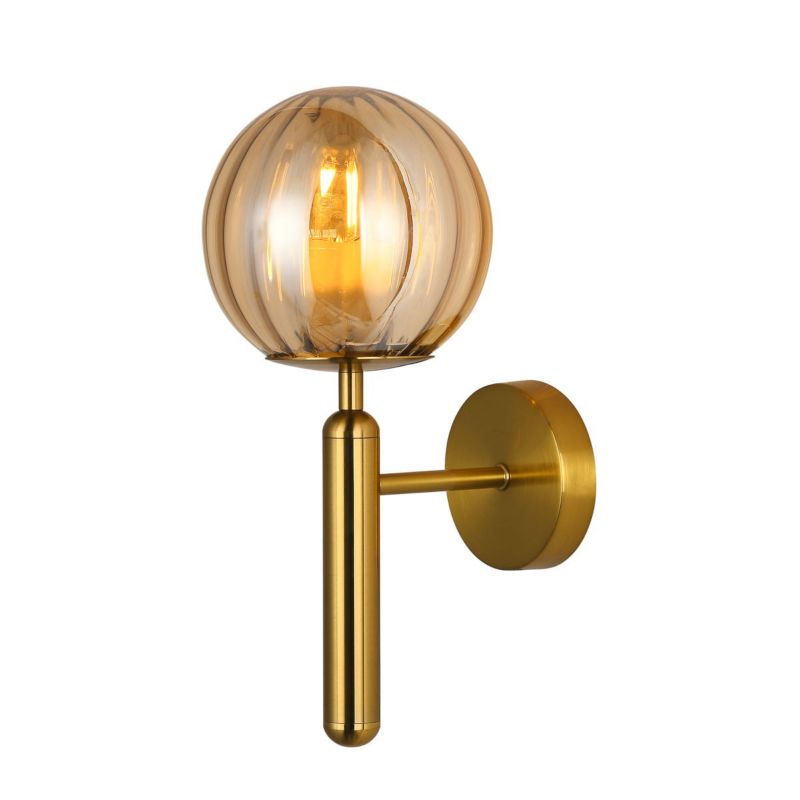 Kinkiet ścienny Italux Ravena mosiężno-bursztynowy styl nowoczesny 1 x E27 x 40W IP20 wym: 102 x 83 x 20 cm - 1 szt.