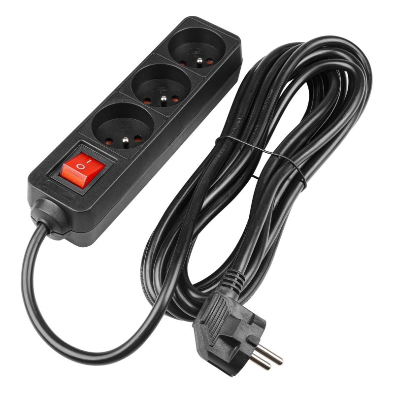 Przedłużacz listwa zasilająca MasterLED Silo 3 gniazda 5m włącznik uziemienie czarny 1 szt.