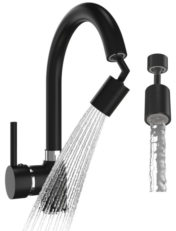 Bateria Kuchenna Granitan Beta Czarna Perlator Regulowany Kran 1 szt.