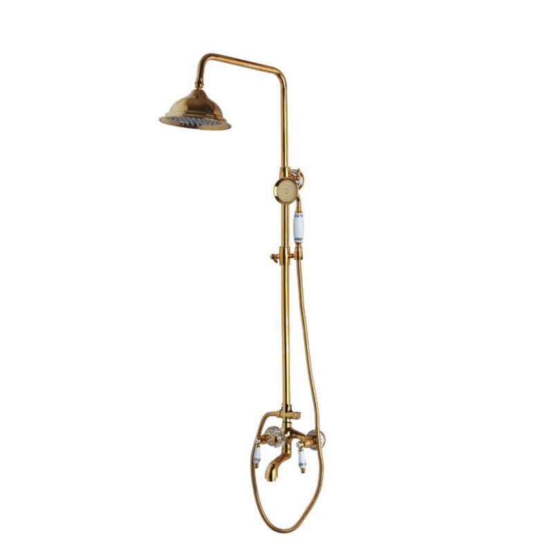 Bateria prysznicowa Lauferi HERMIONE mosiężna z dzeszczownicą złota retro 1 szt.