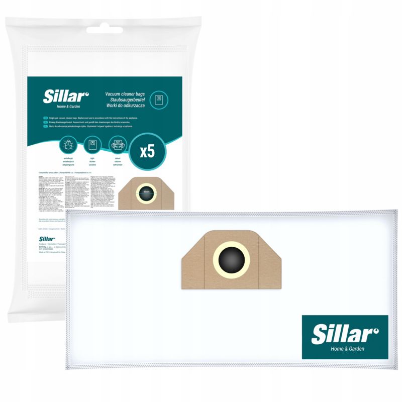 Worki do odkurzacza, Sillar, zamiennik do Karcher WD2-3, seria A, K, MV, SE, syntetyczne, 5szt