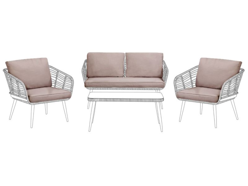 Komplet poszewek na poduchy ogrodowe CORINTH Beżowy 1 kpl