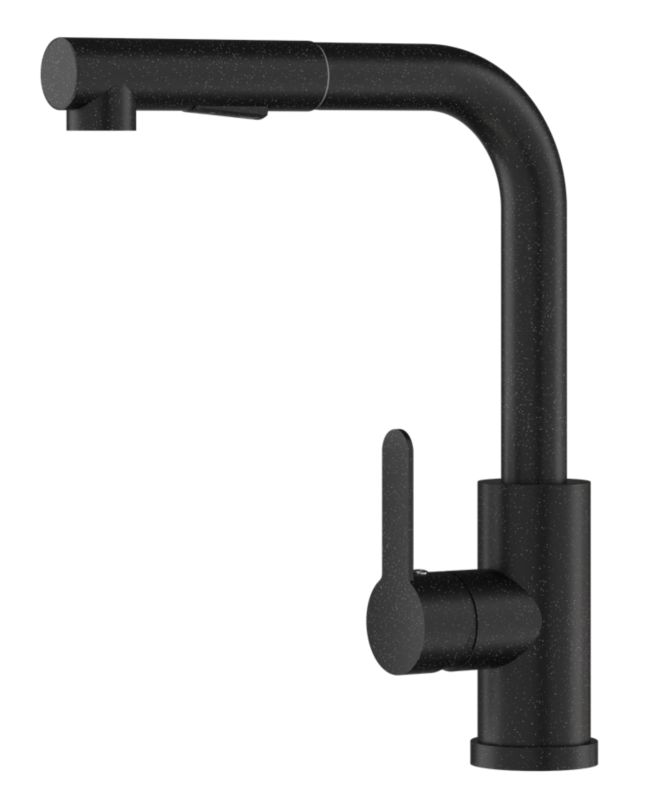 Bateria Kuchenna Z Wyciąganą Wylewką 2 Strumienie Granitan Ebro Czarna Nakrapiana 1 szt.