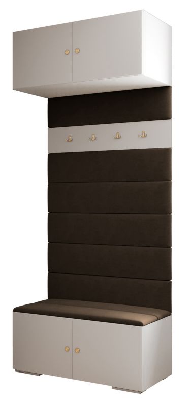 Garderoba wysoka do przedpokoju Abiks INOVA 2 biały+złoty+man04 1 szt.