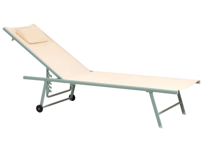 Zestaw 2 leżaków ogrodowych Soroni Rozkładany Metal Beżowy 1 par.