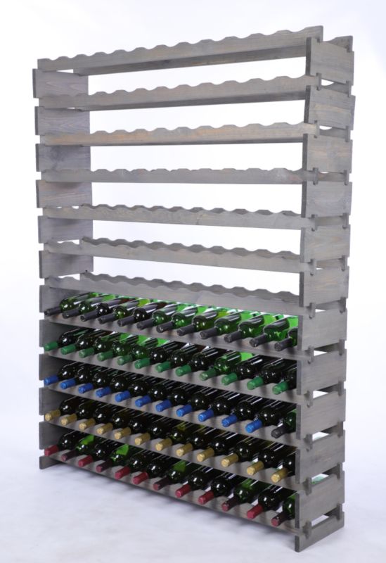 Stojak na wino MODO24 regał modułowy na butelki 12 leżni x 12 butelek montaż bez narzędzi impregnacja szara 1 szt.