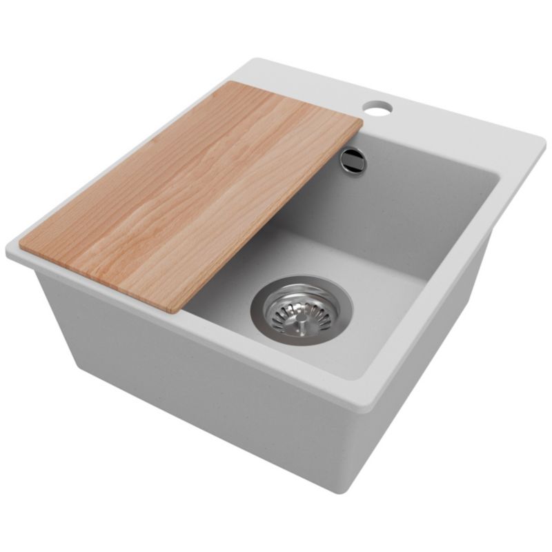 Zlewozmywak Ryga Easy PRIMAGRAN Nablatowy 38x44cm do szafki od 40cm z Syfonem i Dodatkiem Szary 1 szt.