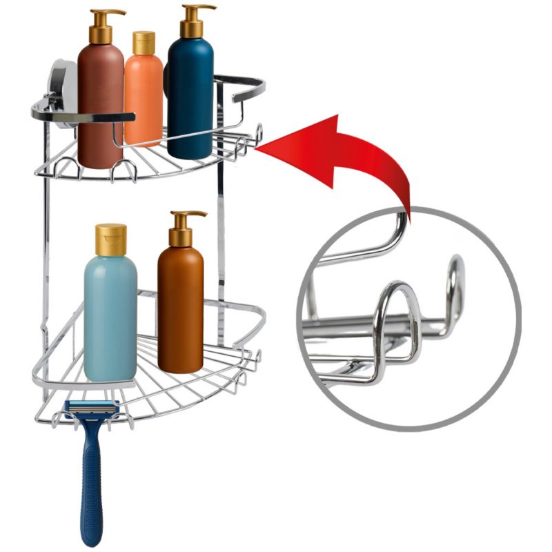 Półka prysznicowa Rodeno narożna 2 poziomy samoprzylepna 1 szt.