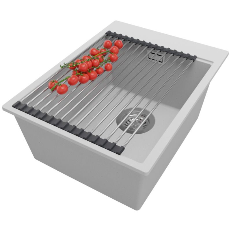 Zlewozmywak Oslo PRIMAGRAN Nablatowy 38x50cm do szafki od 40cm z Syfonem i Dodatkiem Szary 1 szt.