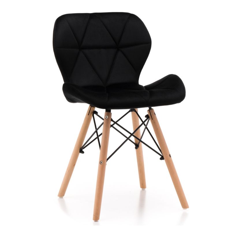 Krzesło tapicerowane New Home DURO czarne welurowe skandynawskie 1 szt.