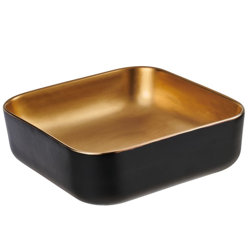 Umywalka nablatowa Invena Reja 39 cm, kwadratowa czarno złota 1 szt.