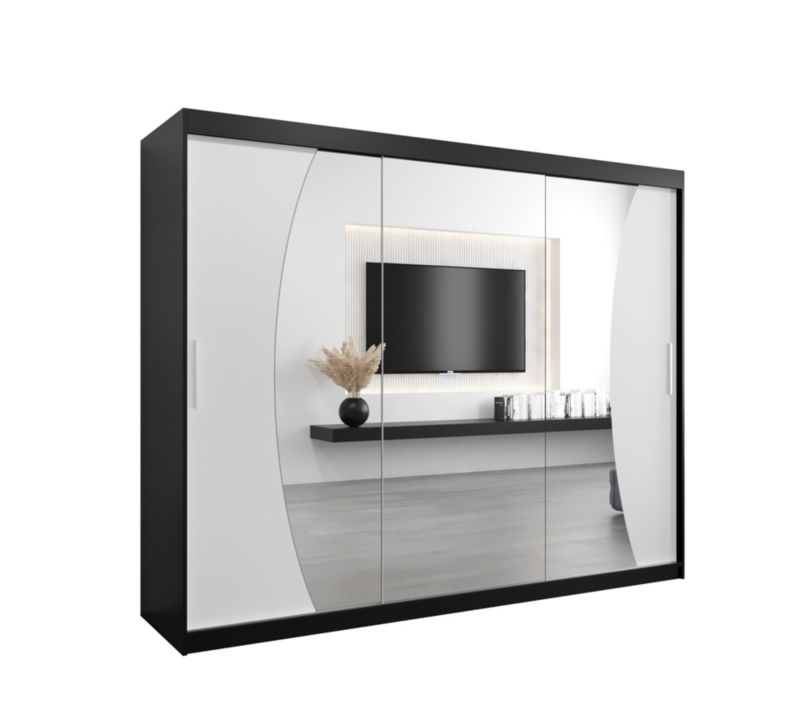 Szafa przesuwna Garderoba Abiks WAVE 250 czarny mat + biały mat 1 szt.