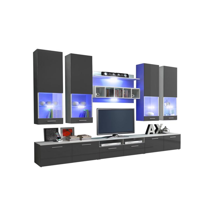 Meblościanka MIRJAN 24 Alfa II biały + szary połysk 1 kpl.