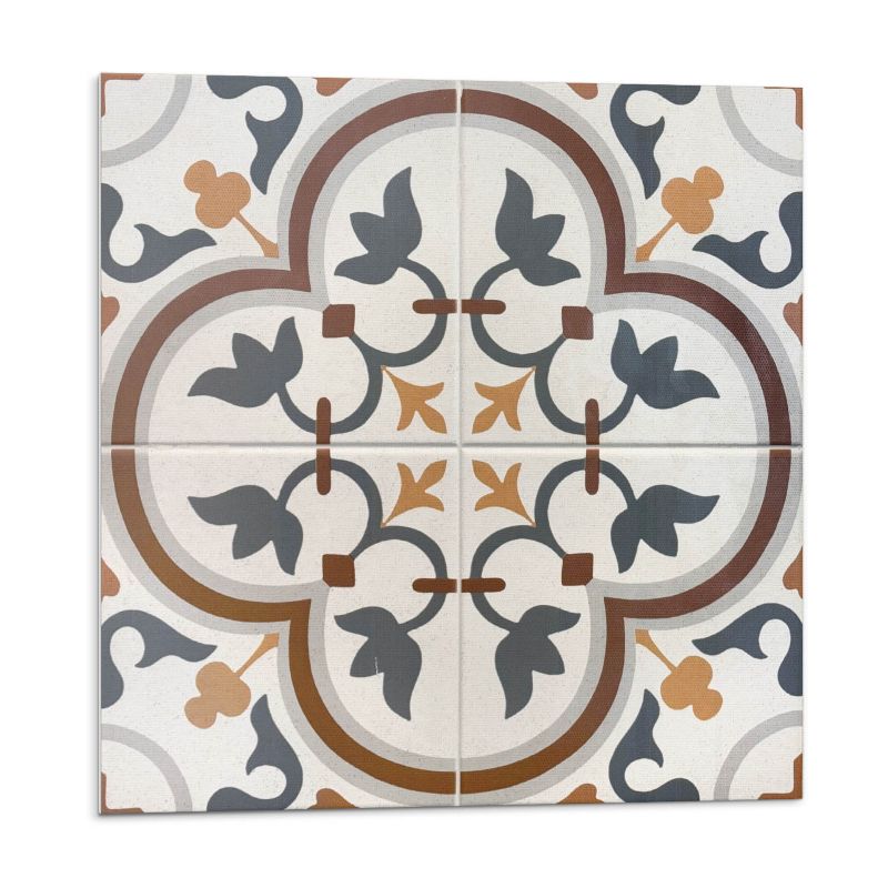 Kafelki samoprzylepne Wallfluent 30x30 cm Kratkowy wzór z kwiatami 9 szt.