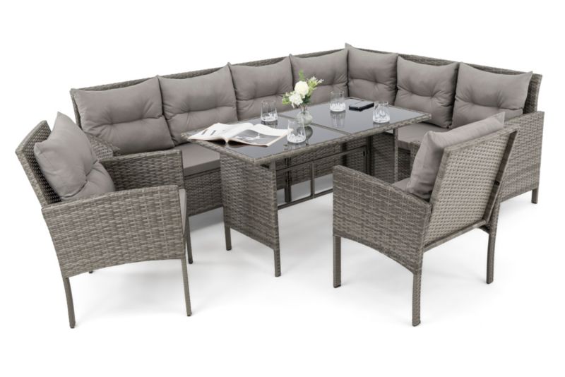 Zestaw mebli ogrodowych MebleMWM Paris Big technorattan szary poduszki szare-01 1 kpl.