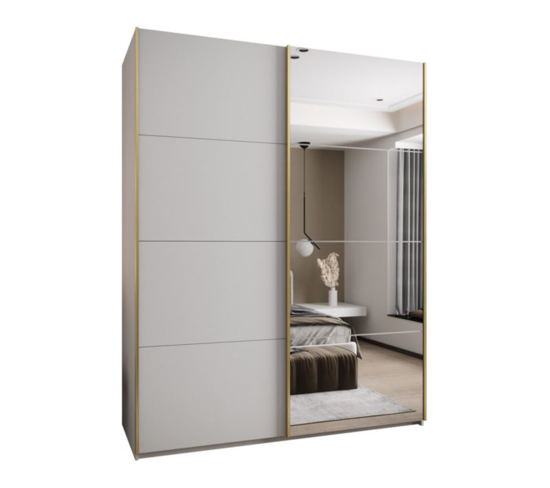 Szafa przesuwna Abiks LUX 3 wysoka szer.200cm biały/biały/złoty 1szt.