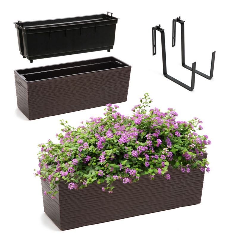 Doniczka KADAX Skrzynka Balkonowa Uchwyty 19x56cm mokka 1szt.